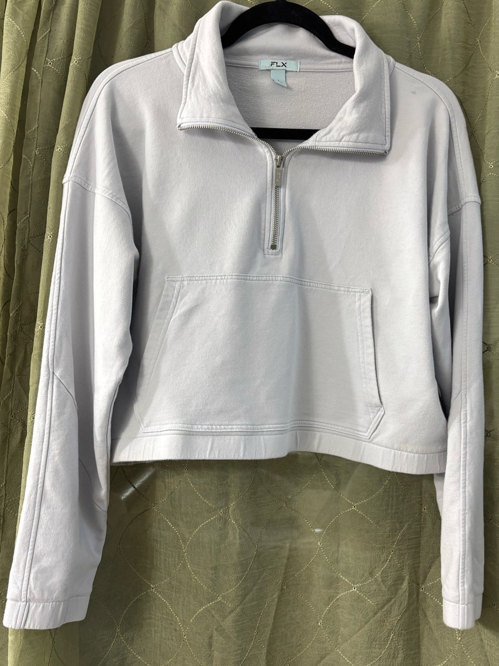 FLX Light Gray/blue Quarter-Zip Cropped Sweatshirt